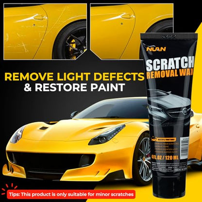 NUAN 2PCS Car Scratch Removel Wax, 2026 New Universal Premium Polishing Compound for Minor Scratch, Car Paint Scratch Remover for Vehicles, 4 fl oz (120 ML), with Sponge and Cloth, Black