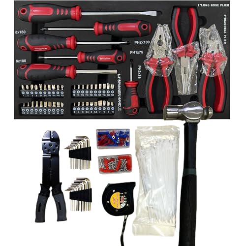 Campfun 439PCS Tool Set, Mechanic Tool Set for Home, Tool Box Set 4-Tier Socket Wrench Ratchet Plier Nails, Home Tool Set Mechanics Kit with 3 Drawers for Adults Man Handyman, Black - color: 439pcs-black