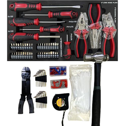 Campfun 439PCS Tool Set, Mechanic Tool Set for Home, Tool Box Set 4-Tier Socket Wrench Ratchet Plier Nails, Home Tool Set Mechanics Kit with 3 Drawers for Adults Man Handyman, Black - color: 439pcs-black