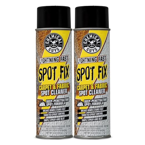 Chemical Guys, Lightning Fast Carpet Spot Cleaner, Aerosol, 18 oz, 2 Pack | Aerosol spot cleaner tackles coffee, soda and pet messes on carpet, seats and mats, spray, agitate and blot, 2pk - size: 18 Fl Oz (Pack of 2)