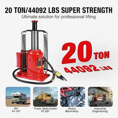 Big RED AQD20TR Air Hydraulic Bottle Jack: Heavy Duty Professional Lift with Dual-Power Operation, 10.24"-20.08" Adjustable Lift Range & Safety Valve - 20 Ton (40,000 LBS) - color: Red, size: 20 Ton (40,000 lbs), style: 20 Ton (40,000 lbs)/AirJack
