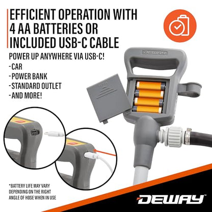 Deway Automatic Fuel Transfer Pump, Powerful AA Battery Powered with USB-C Power Option, 51" Extra Long Hose Fits All Size Cans, Portable Liquid Pump Transfers at 3.8 Gal/Minute - style: Basic No Auto-Stop