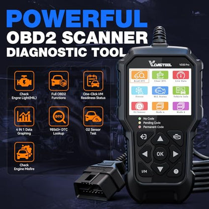 VDIAGTOOL VD30 Pro Car Code Reader, OBD2 Scanner Diagnostic Tool for Cars and Trucks, Check Engine Code Reader, OBD2 Scanner with Reset, escaner automotriz I/M Readiness for All OBDII Vehicles