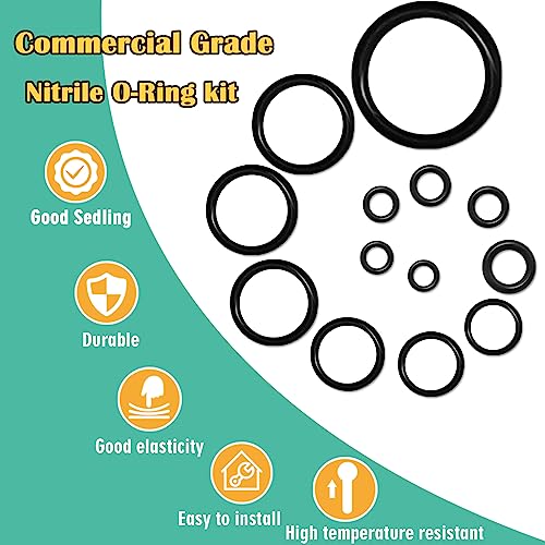 XBVV 1086 Pcs 32 Size SAE O Ring Assortment Kit Standard Buna-N Rubber O'ring Set with 4 Pick & Hook for Automotive Hydraulic Faucet Plumbing Sealing Repair ID:1/8-2 Inch