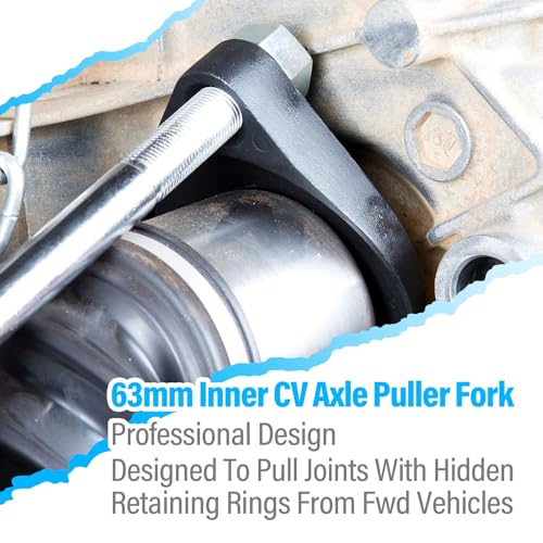 63mm Inner CV Axle Puller Removal Tool with Nut, Front Wheel Drive Axle Pulley Attachment, CV Joint Fork Adapter Fits Slide Hammers with 5/8"-18 Threads, CV Joint Axle Removing Tool - size: 63cm