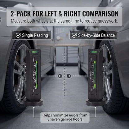 2 Pack Adjustable Magnetic Gauge Tool, Wheel Camber, Caster Pillar and Wheel Alignment Tools for Automotive Truck RV Tire Repair Black - color: Black