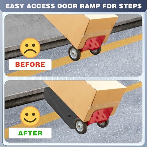 Rubber Threshold Ramp 7.09 Inch Rise, Wheelchair Rubber Door Ramp with Non-Slip Surface, Home Step Ramp with Channel for Wheelchairs/Cars/Scooters(1PCS, 2200LBs Loading) - size: 7.09IN-1PC