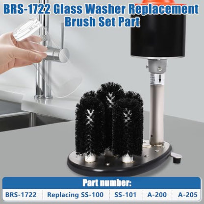 BRS-1722 Glass Washer Replacement Brush Set Part(4 pcs 6-inch Brushes +1 pc 7.5-inch Brush) Compatible with Bar Maid Glass Washer, Replacement SS-100, SS-101, A-200, A-205