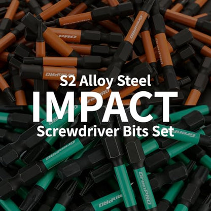 GRENPRO Impact Screwdriver Bits Set, 35Pcs 2” Allen Wrench Drill Bit Set (Metric & SAE)/Trox, Premium S2 Steel Magnetic 1/4" Hex-Shank Bit Set,CNC Machined, Automotive Mechanic Home Repair - size: 2" 35pcs(Trox&Metric&SAE)