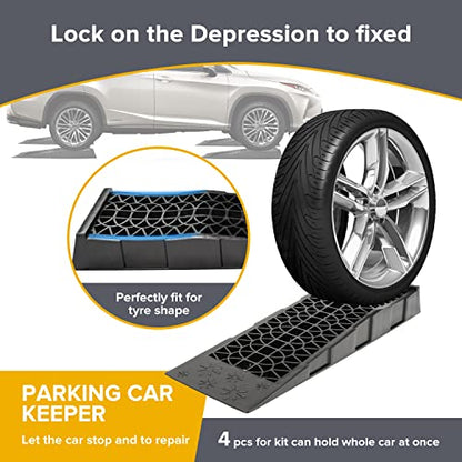 Magisale Low Profile Plastic Car Service Ramps 6 Ton Heavy Duty Truck Vehicle Ramps for Oil Changes& Maintenance- 4 Pack - size: 4pc