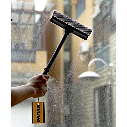 Window Squeegee Cleaning Tool 2 in 1 Window Cleaning Car Squeegee Windshield Cleaning Sponge and Rubber Squeegee,Black, Auto Squeegee