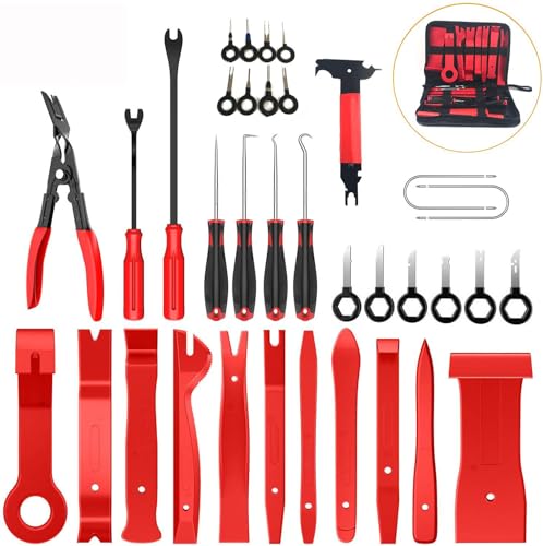 35PCS Trim Removal Tool Set, Car Door Panel & Audio Clip Pliers, Fastener Remover, Automotive Interior Plastic Pry Tools Kit