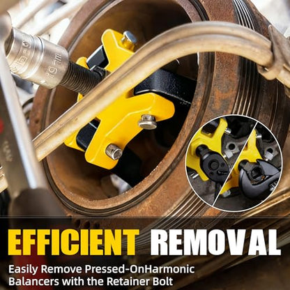 KJE Harmonic Balancer Puller Kit – Adjustable 3-Jaw Puller Set for Removing Harmonic Dampers & Balancers -Includes 3/8” Square Drive Forcing Screw & 4 Rods - size: 1pcs
