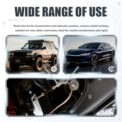 Brake Line Flaring Tool Kit with 32 Inverted Fittings,Brake Line Kit 25Ft 3/16" & 1/4" Copper Plated Tubing,Single & Double Flare Tool Set,Brakes Lines Repair Kits for Car SUV Truck