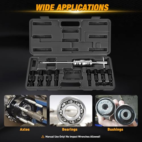GOOACC 9PCS Blind Inner Bearing Puller Set, Slide Hammer with Expandable Collets 8-32MM Blind Hole Collet Bearing Slide Hammer Puller Set Internal Pilot Bearing Removal Tool for Axles Bearings, Black - color: 9pc Blind Inner Bearing Puller Black