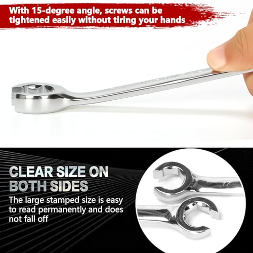 Flare Nut Wrench, 14mm x 17mm Double Open End Metric Wrench for Removing and Replacing Nuts for Automotive Repairs and Household Maintenance - size: 14mm x 17mm