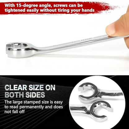 Flare Nut Wrench, 12mm x 14mm Double Open End Metric Wrench for Removing and Replacing Nuts for Automotive Repairs and Household Maintenance - size: 12mm x 14mm