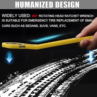 Zpana Car Jack Ratchet Wrench, Labor-Saving 360° Forward and Reversal Knob Design Scissor Jack Handle, High Torque Garage Tire Wheel Lug Wrench Tool, Universal for SUV RV Sedan