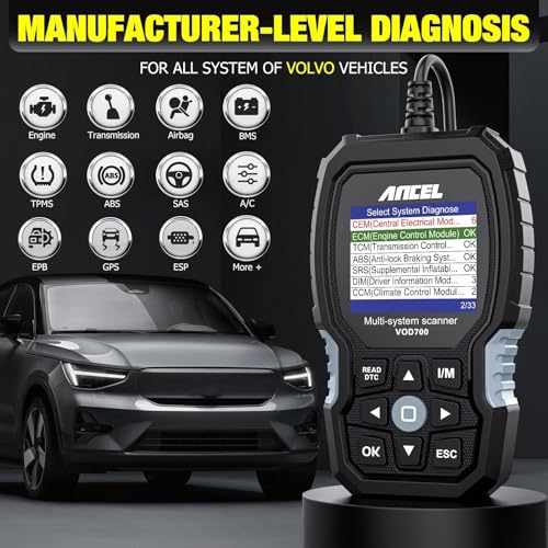 ANCEL VOD700 All System OBD2 Scanner Fits for Volvo Car Code Reader Full Function Diagnostic Scan Tool ABS Bleeding Injector Oil ETC SRL BMS EPB TPMS Reset Tool