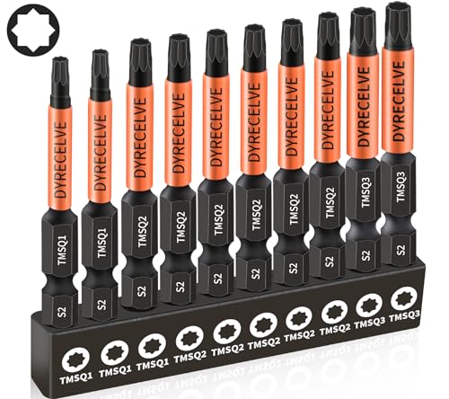 DYRECELVE 10-Pack 8-Point Star Bit Set for Trailer, Double Square, 2.56 IN | Magnetic Impact S2 Alloy Steel Power Bits, CNC-Machined Tip, 1/4" Hex Shank, #1 #2 #3 for RV Panels and Cargo Haulers - color: Blue