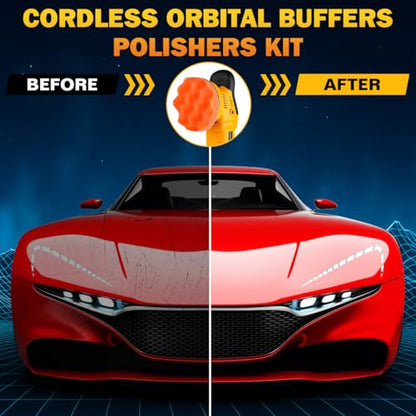 Cordless Buffer Polisher Kit for Dewalt 20V Battery(No Battery) Orbital Car Polisher 6 Variable Speed 1800 to 6500 RPM, Car Buffer Polishers for Car Detailing,Polishing,Waxing(Battery Not Included)