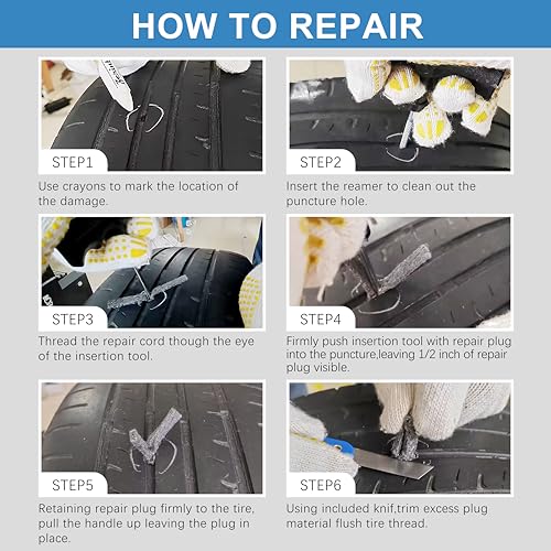 TT-M29 TubelessTire Repair Kits-29 PCS Universal,Upgrade T-HandleTyre Plug Kit Emergency Puncture Repair Kit for Cars Motorcycles… - size: 29 PCS