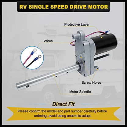 500370 RV Single Speed Drive Motor Compatible with Bulldog Electric Single-Speed Jacks, One Speed Motor for Bulldog Powered Drive Kit 1824200100 1824210100, Replace# BD1046130-00, 1046131, 1046130