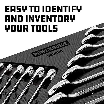 Powerbuilt Combination Wrench Set, 14 Piece SAE Wrenches with Organizer Tray, Box and Open End, Pro Tech Tool Series 949000 - size: 14pc SAE, style: Combination