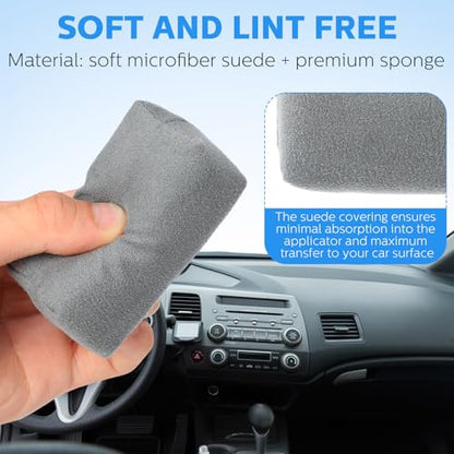 Riakrum 12 Pack Microfiber Applicator Pads Suede Car Detailing Sponge Ceramic Coating Applicator Pads Coating Sponge for Cars Graphene Metal Plastic Trim Ceramic Spray Applying Wax(Gray) - color: Gray
