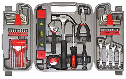 Apollo Tools 53 Piece Home Repair Tool Set with Toolbox Storage Case, Basic Tool Set for General Household Repairs and DIY, Includes Most Useful Hand Tools - Red - size: 53-Piece