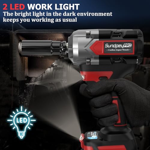 Cordless Impact Wrench 750Ft-lbs - 21V 1/2" Brushless Electric Impact Gun Set with 2 x 4.0Ah Batteries & 5 Sockets& Fast Charger & Sturdy Case for Truck & RV Red
