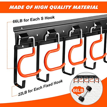 TVKB 51'' All Metal Garden Tool Organizer Adjustable Garage Tool Organizer Wall Mount Garage Organizers and Storage with Heavy Duty Hooks Tool Hangers for Garage Wall, Shed, Garden - size: 51inch(17"x3pack)