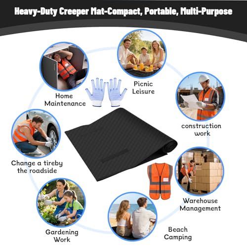 Upgraded Rolling Creeper Mat, 60"x28" Portable Under Car Repair Pad with Storage Bag, Auto Repairing Tool for Working On Low Clearance, Uneven Surfaces, Gifts for Him Men Dad Husband Fathers