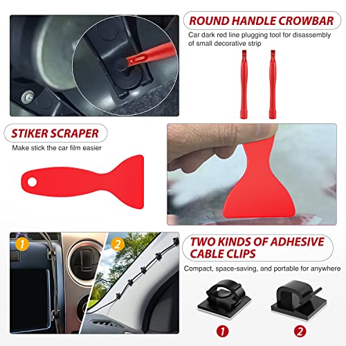 Nilight 200Pcs Trim Removal Tool, Auto Push Pin Bumper Retainer Clip Set Fastener Terminal Remover Adhesive Cable Clips Round Handle Crowbar Kit Car Panel Radio Auto Clip Pliers - color: 200 Clips+ Remover Tools Red
