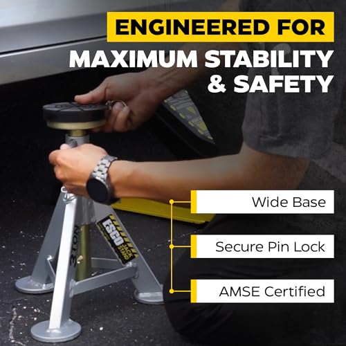 3 Ton Performance Jack Stands, Pair - style: 3 Ton - Flat Rubber Saddle