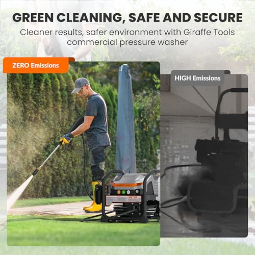 Giraffe Tools Crossfalls Retractable Pressure Washer Ultra, Max 2.6GPM 1650PSI with Brushless Motor, Wall Mount Electric Power Washer with 50ft Pressure Hoses, 4-Nozzle, Foam Cannon, Automatic Rewind - size: 50ft