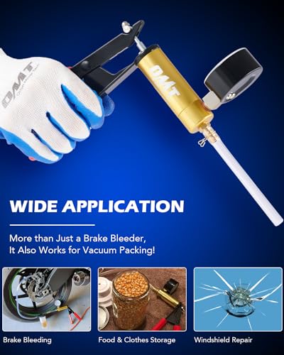 OMT One-Man Brake Bleeding Kit with Hand Vacuum Pump and Dial Gauge, Black | High Grade Aluminum Alloy Fluid Evacuation System; Resilient PVC Tubing and Connectors; Great for Multi-Vehicle Servicing - color: Black