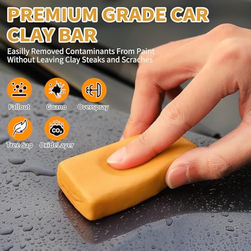 10 Pack Car Clay Bar Kit ，Synthetic Clay Luber Lubricant Spray with Microfiber Towels, Disposable Gloves & Lubricant Tablets, Remove Contaminants for Car Paint, Glass, Wheels, RV, Truck