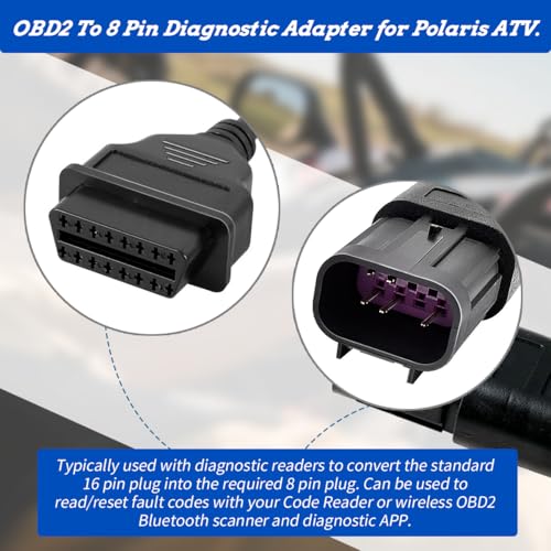 XTPTFABS 16 pin Female to 8 pin CAN EOBD OBD2 Diagnostic Connector Cable | Fit for Polaris ATV Motorcycle Slingshot,Fit for RZR,Ranger,General,Sportsman,ACE & Slingshot with 8 pin diagnostic port