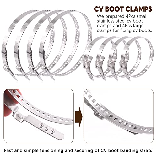 9Pcs Hose Clamp Pliers with CV Boot Clamp Kit, Small and Large Stainless Steel Universal Adjustable Drive Shaft CV Boot Crimp Clamp Clic-R Collar Pliers Automobile Repair Tools for Most Cars