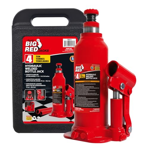 Torin T90413 Big Red Hydraulic Bottle Jack with Carrying Case, 4 Ton (8,000 lb) Capacity - size: 4 Ton (8,000 lbs), style: bottle jack with storage case
