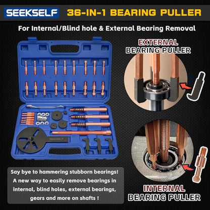 36-in-1 Bearing Puller Set, Inner Bearing Puller Separator Kit, Blind Hole Bearing Removal Tool Bearing Disassembly Gear Puller, Blue - color: Blue