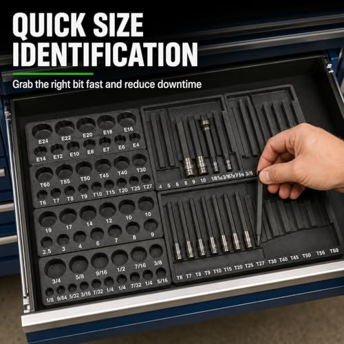 Magnetic Bit Socket Organizer, Heavy-Duty Storage Tray for 87pc Torx, Hex Bit Socket Sets, Compatible with Blue-Point BLPTHC87, Compact Toolbox Drawer Organizer