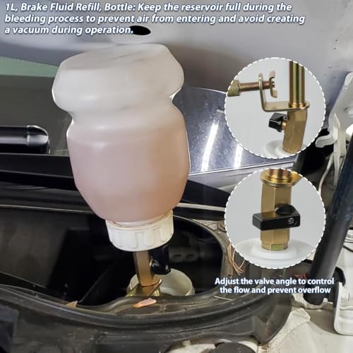 PARAROSE 3L Pneumatic Brake Bleeder Vacuum Pump Kit, One-Person Operation | 2L Fluid Extractor, 1L Refill Bottle, 17 Adapters, 60-Inch Hoses, Safety Relief Valve, for Cars, SUVs, Trucks