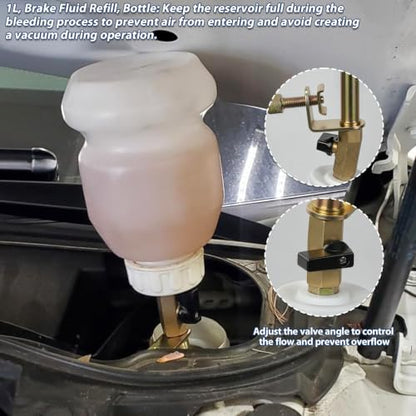 PARAROSE 3L Pneumatic Brake Bleeder Vacuum Pump Kit, One-Person Operation | 2L Fluid Extractor, 1L Refill Bottle, 17 Adapters, 60-Inch Hoses, Safety Relief Valve, for Cars, SUVs, Trucks