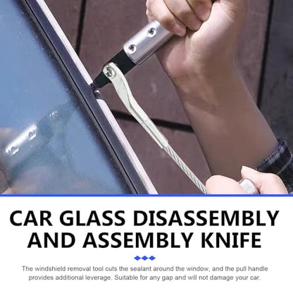 Windshield Removal Tool, Carbon Steel Windscreen Trim Remover, Professional Effort-saving Windshield Removal Tool kit with Non-slip Handle, Universal for Most Vehicles (Silver)