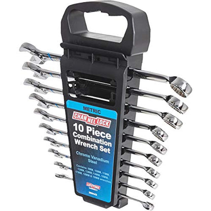 Channellock Combination Wrench Set - 10 Piece Metric, Chrome Vanadium Steel - 9mm to 19mm