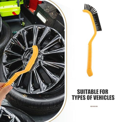 iplusmile 2pcs Tire Cleaning Brushes for Car Detailing Scrub Brush Soft Bristles for Wheels Rims and Hard Reach Areas for Automotive and Household Cleaning
