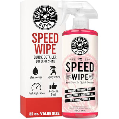 Chemical Guys, Speed Wipe Quick Detailer Spray, High Gloss, Cherry, 32 oz | Spray-and-wipe detailer adds instant streak-free gloss on paint, glass, wheels and trim between washes, cherry - size: 32 Fl Oz (Pack of 1)