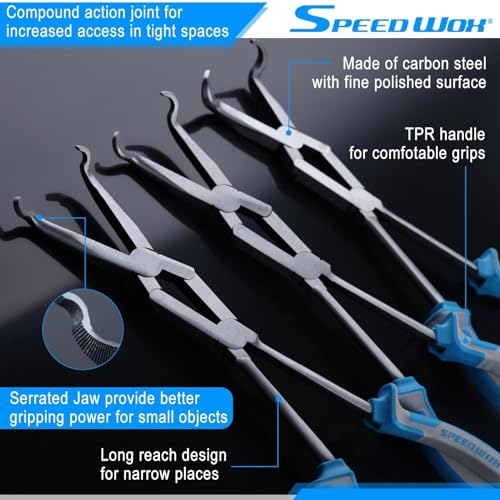 SPEEDWOX 3pcs 13-Inch Long Reach Double Joint Ring Nose Pliers - XL Pivot for Hose Grip 1/3" 3/4" Diameter Removal in Narrow Spaces - style: 3PCS Hose Grip Pliers